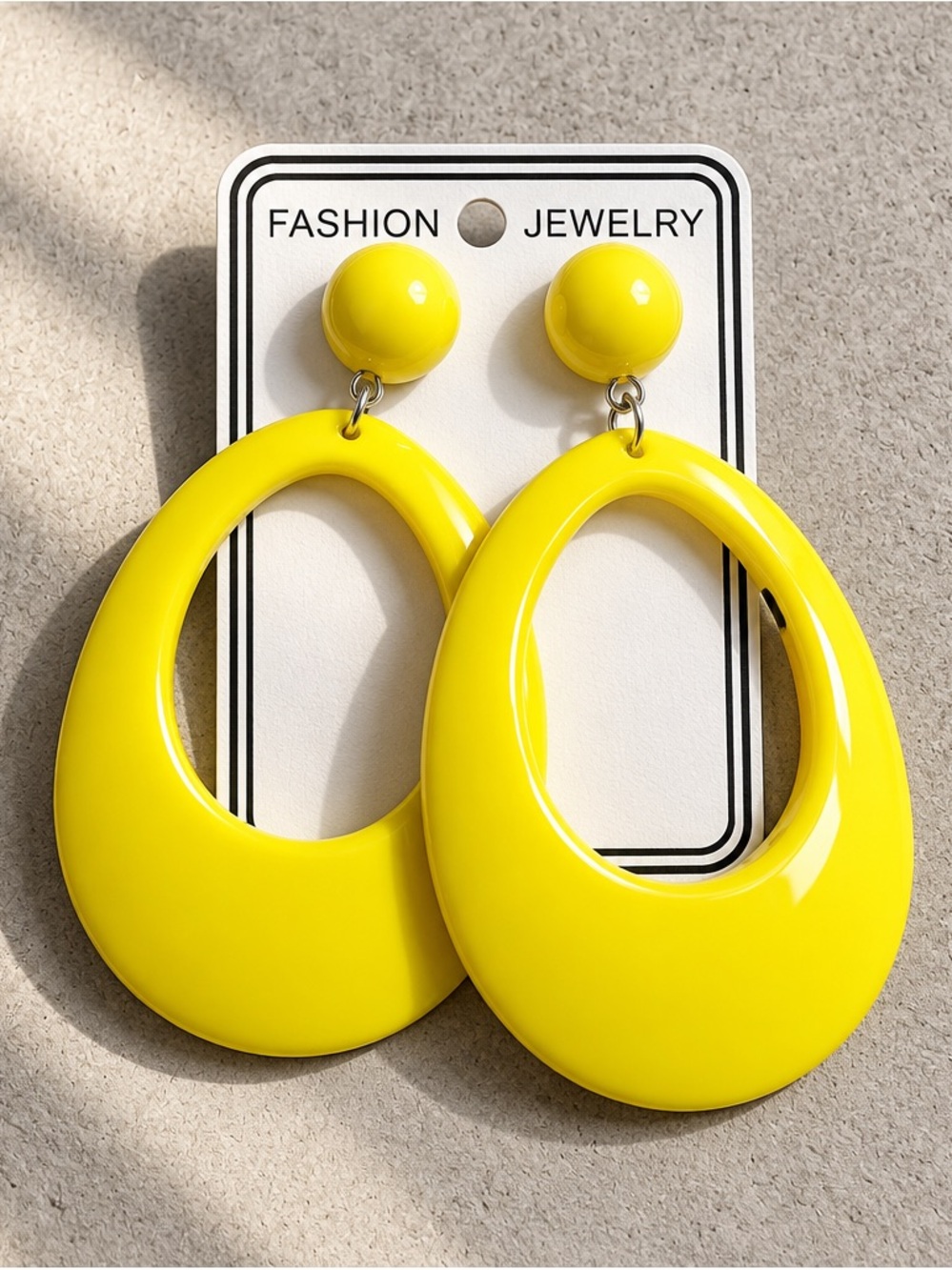 Fashion Jewelry Bright Yellow Oval Drop Earrings